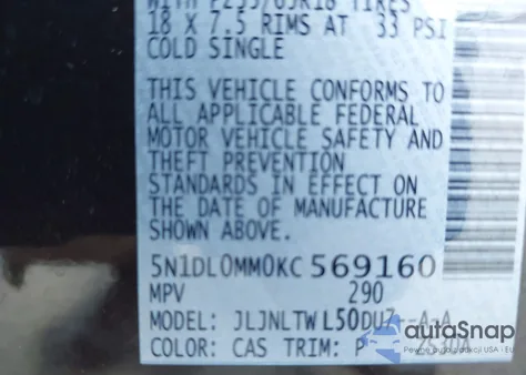 2019 Infiniti Qx60 Luxe из США, поврежденный, VIN 5N1DL0MM0KC569160